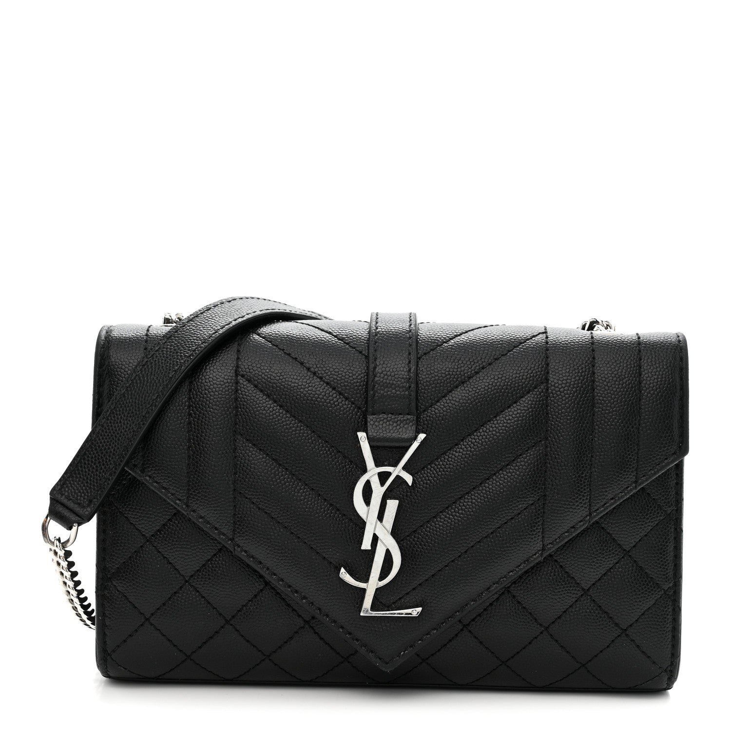 Saint Laurent Grain De Poudre Textured Mixed Matelasse Triquilt Small Monogram Satchel Black 1 of 10