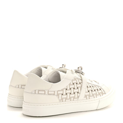 Hermes Calfskin Perforated Mosaic Day Sneakers 36 White 5 of 9