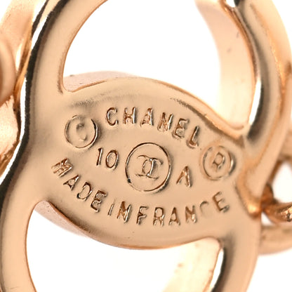 Chanel Silk CC Chain Link Choker Necklace Light Gold Black 5 of 6