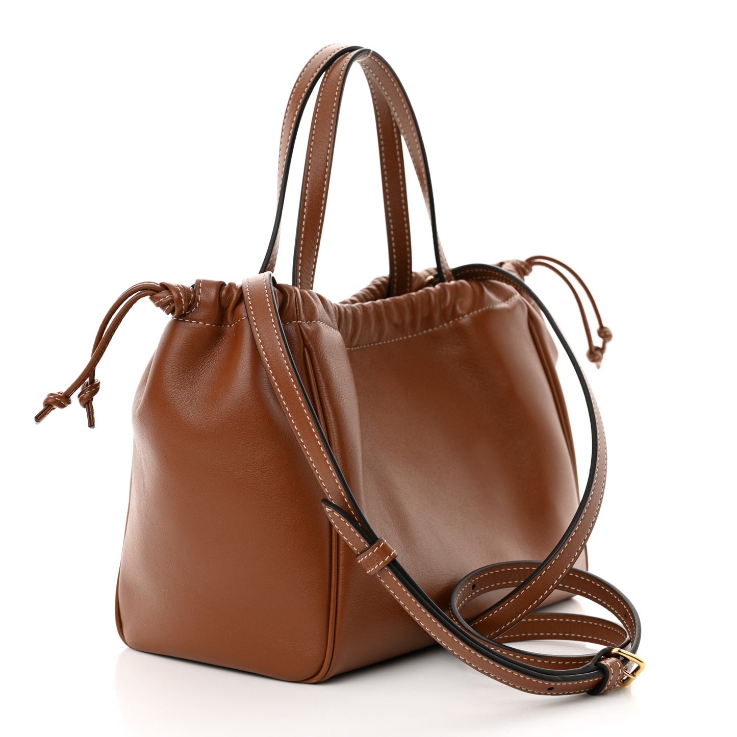 Smooth Calfskin Cuir Small Triomphe Cabas Drawstring Tan