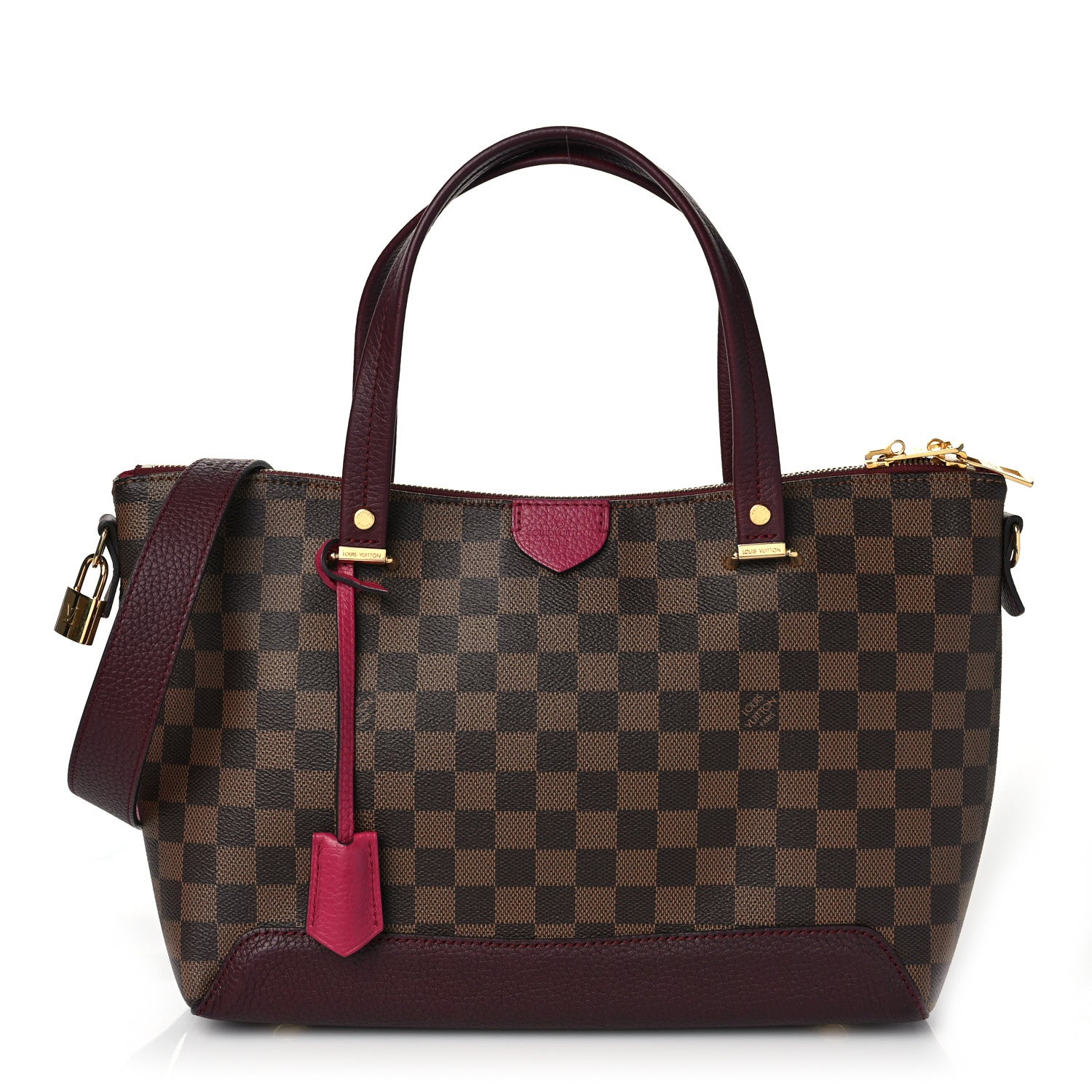Louis Vuitton Damier Ebene Cuir Taurillon Hyde Park Fuchsia 1 of 7