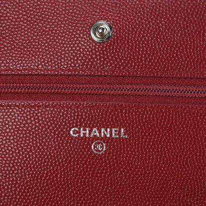 Chanel Caviar Quilted Wallet On Chain WOC Dark Red 6 of 11