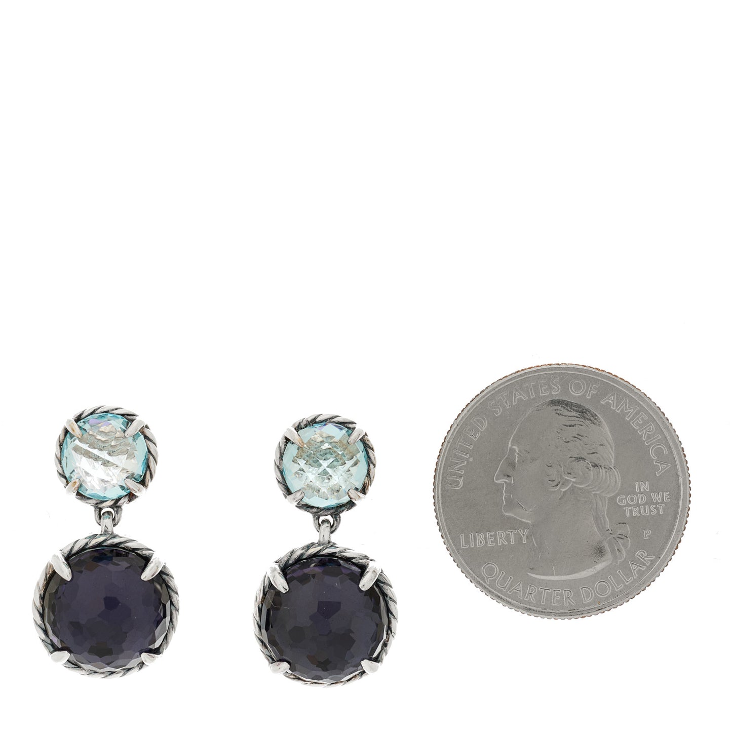 Sterling Silver Black Orchid Blue Topaz Chatelaine Drop Earrings