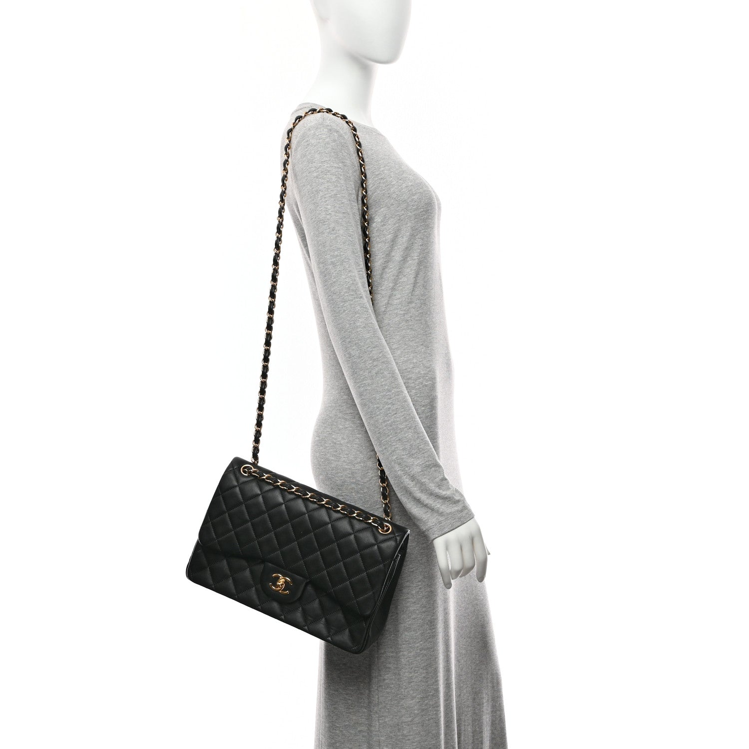 Chanel Lambskin Quilted Jumbo Double Flap Black 2 of 10