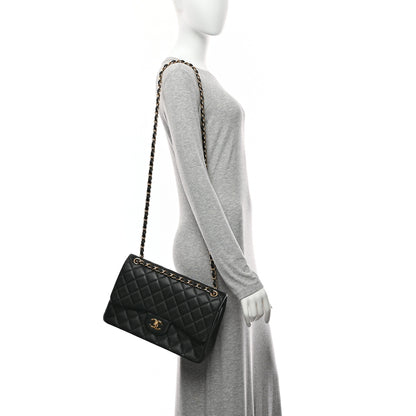 Chanel Lambskin Quilted Jumbo Double Flap Black 2 of 10