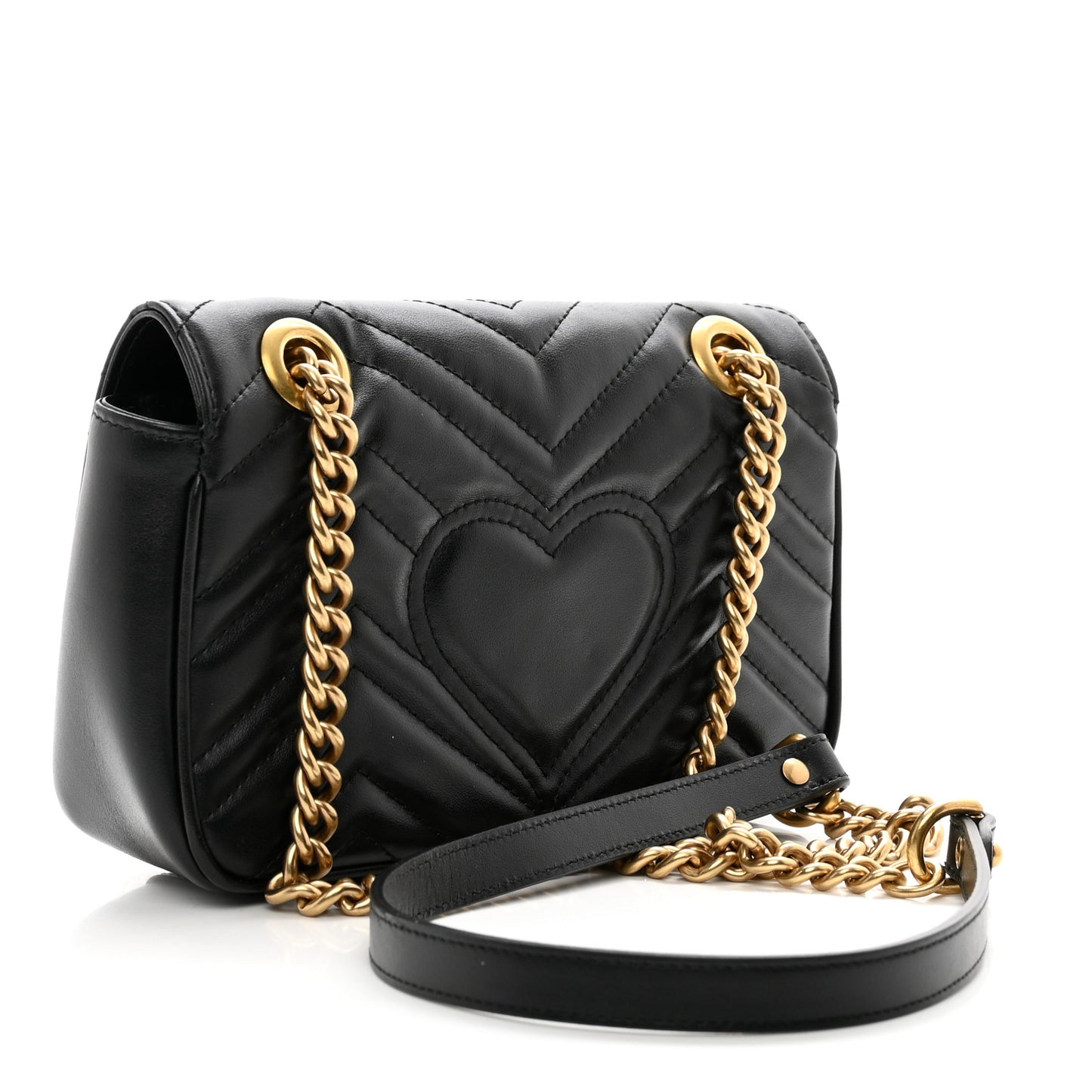 Calfskin Matelasse Mini GG Marmont Shoulder Bag Black