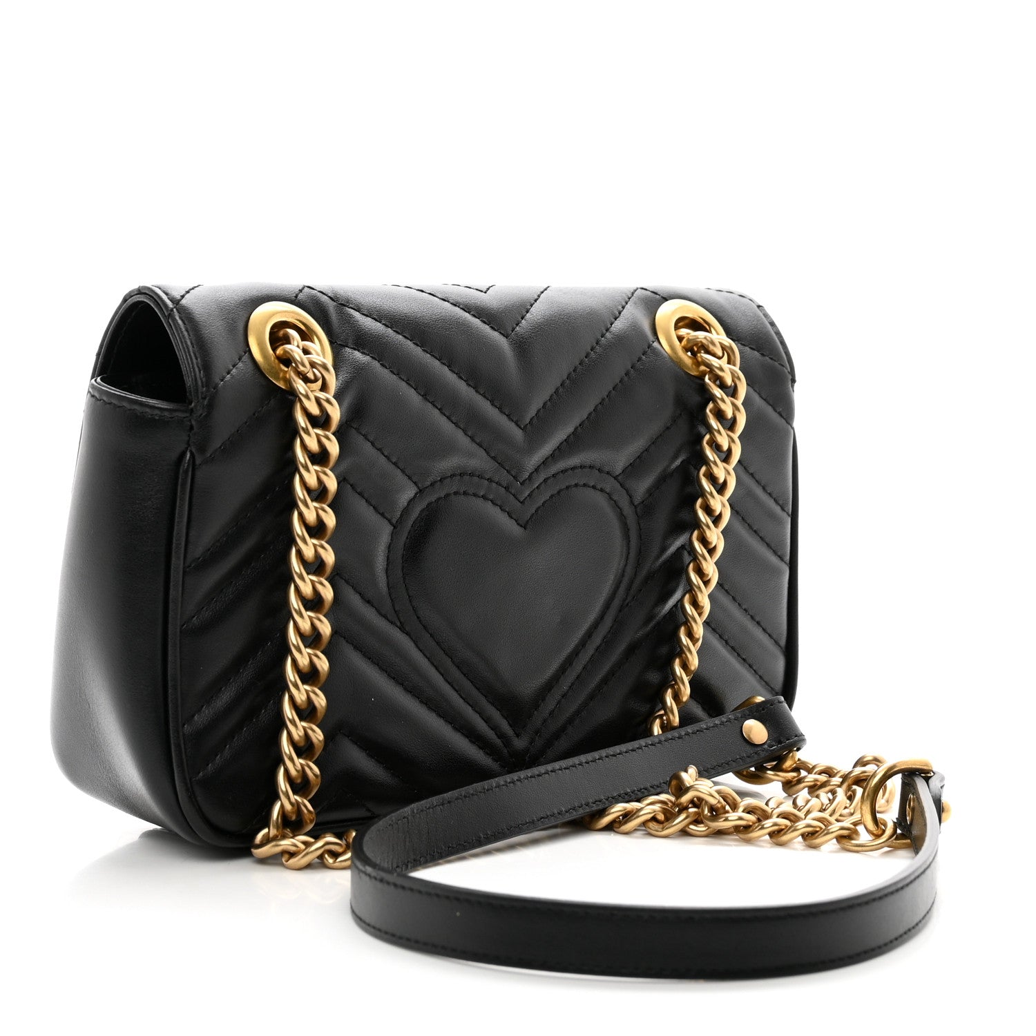 Gucci Calfskin Matelasse Mini GG Marmont Shoulder Bag Black 3 of 11