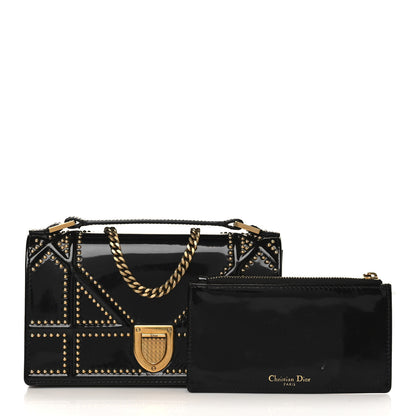 Christian Dior Patent Studded Diorama Flap Bag Black 1 of 7