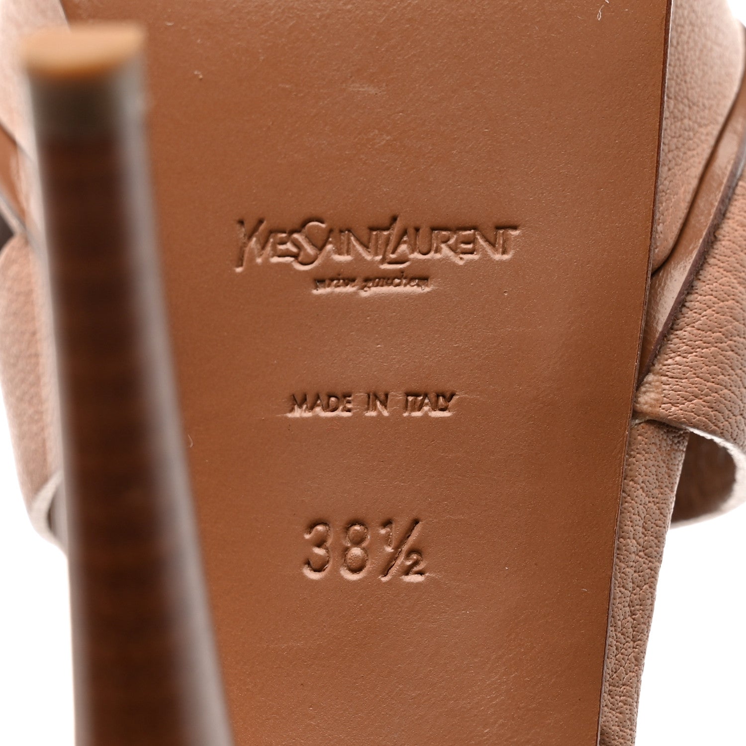 Saint Laurent Calfskin Tribute 105 Platform Sandals 38.5 Caramel 8 of 8