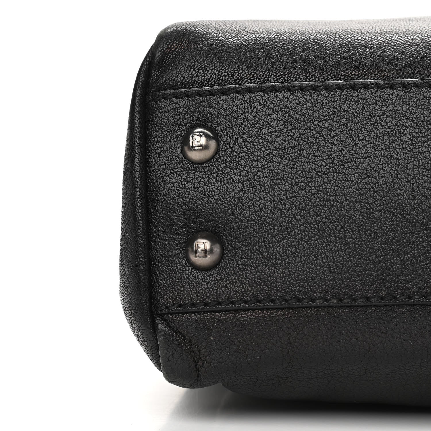 Fendi Goatskin Zucca Medium Peekaboo Iconic Satchel Black Tobacco 10 of 13