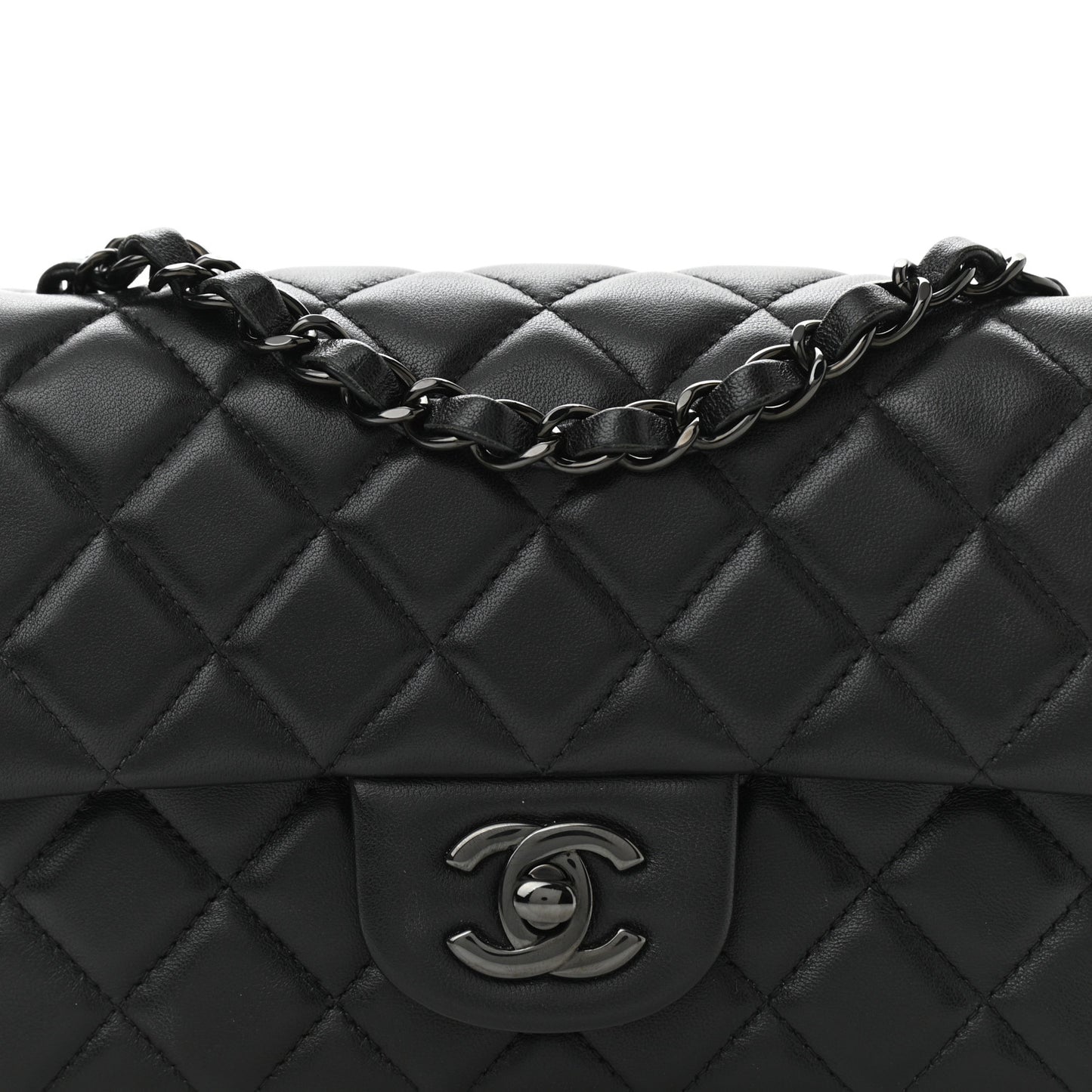 Lambskin Quilted Mini Rectangular Flap So Black