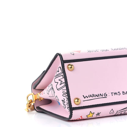 Dolce & Gabbana Calfskin Graffiti Printed Welcome Satchel Pink Black 7 of 8