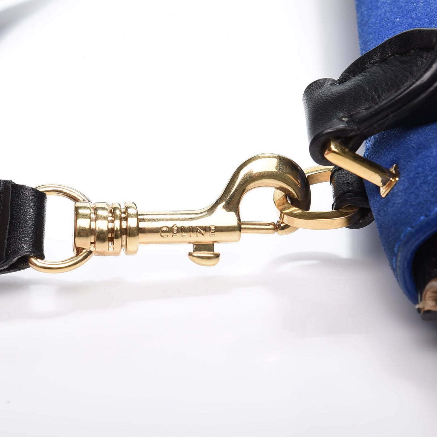 Smooth Calfskin Suede Medium Tri-Color Trapeze Royal Blue
