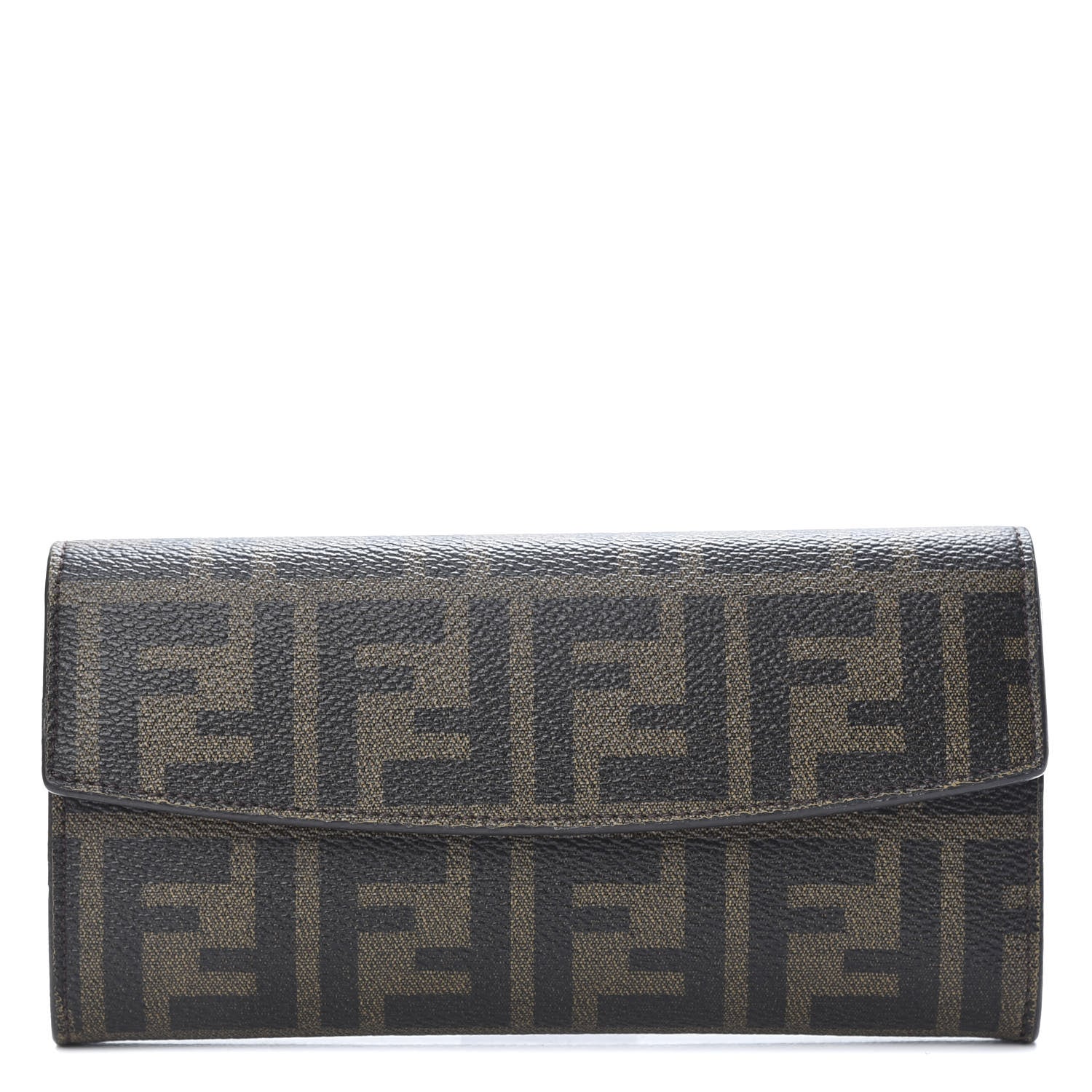 Fendi Zucca Spalmati Vitello Elite Simply Continental Wallet Tobacco Mattone 1 of 10