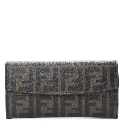 Fendi Zucca Spalmati Vitello Elite Simply Continental Wallet Tobacco Mattone 1 of 10