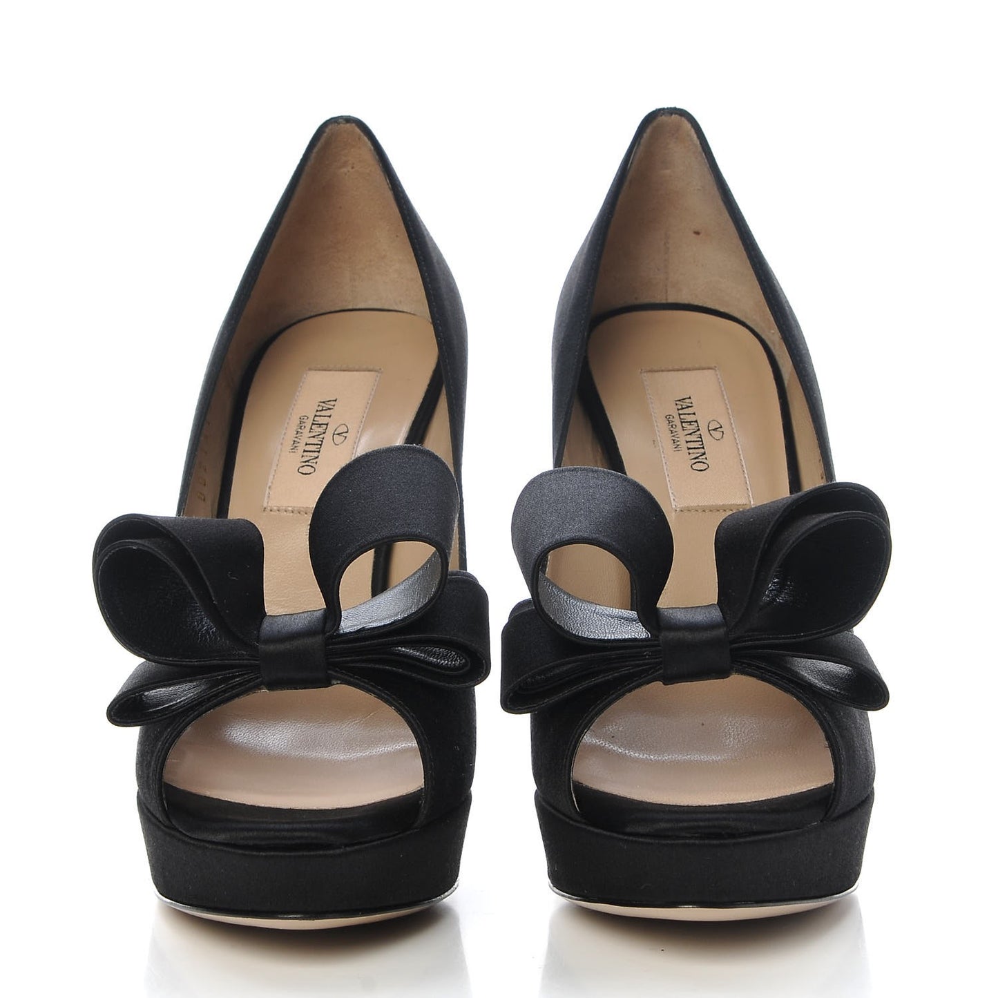 Satin Couture Bow Peep Toe 95/125mm Platform Pumps 37.5 Black