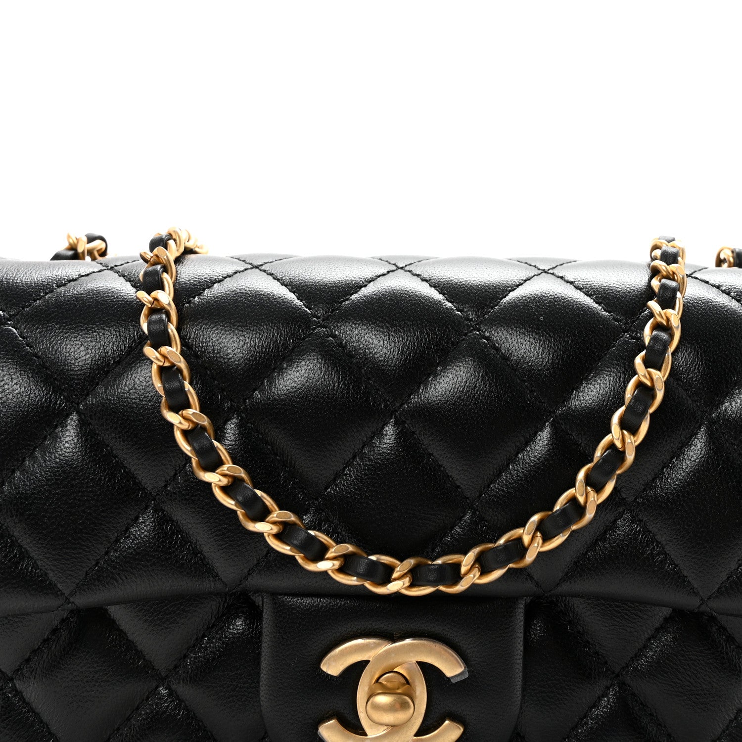 Chanel Lambskin Quilted Mini Rectangular Pearl Crush Flap Black