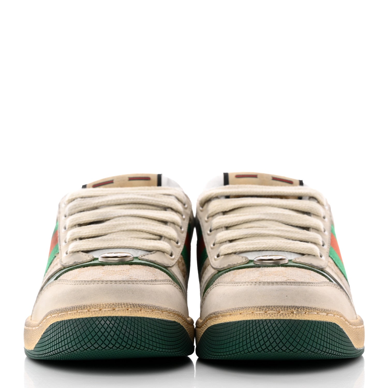 Gucci GG Monogram Nubuck Web Womens Screener Sneakers 37 New Sand Milk Vintage Green 2 of 21