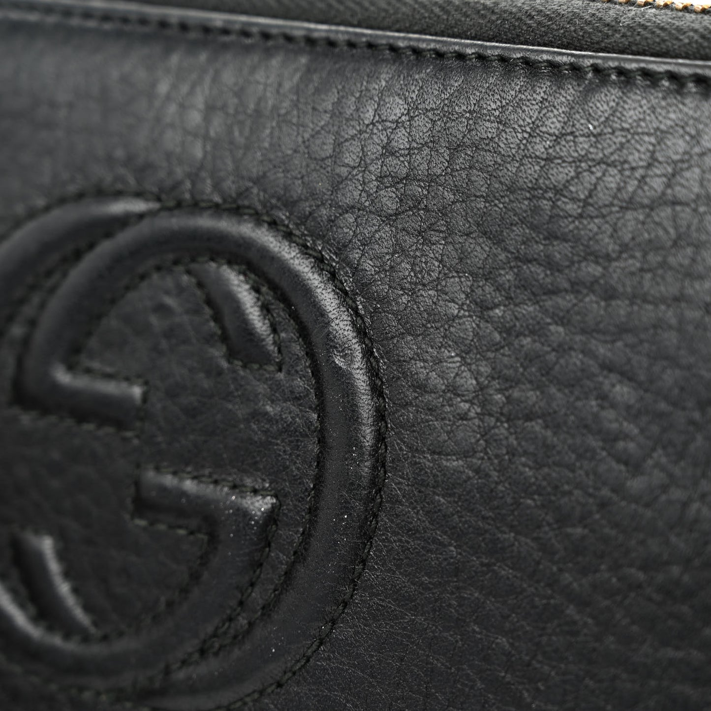 Pebbled Calfskin Soho Zip Around Wallet Black