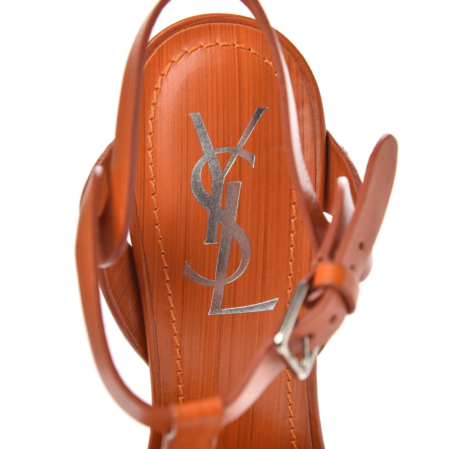 Saint Laurent Calfskin Tribute 105 Platform Sandals 35.5 Tan 6 of 9