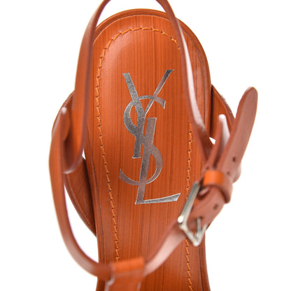 Saint Laurent Calfskin Tribute 105 Platform Sandals 35.5 Tan 6 of 9
