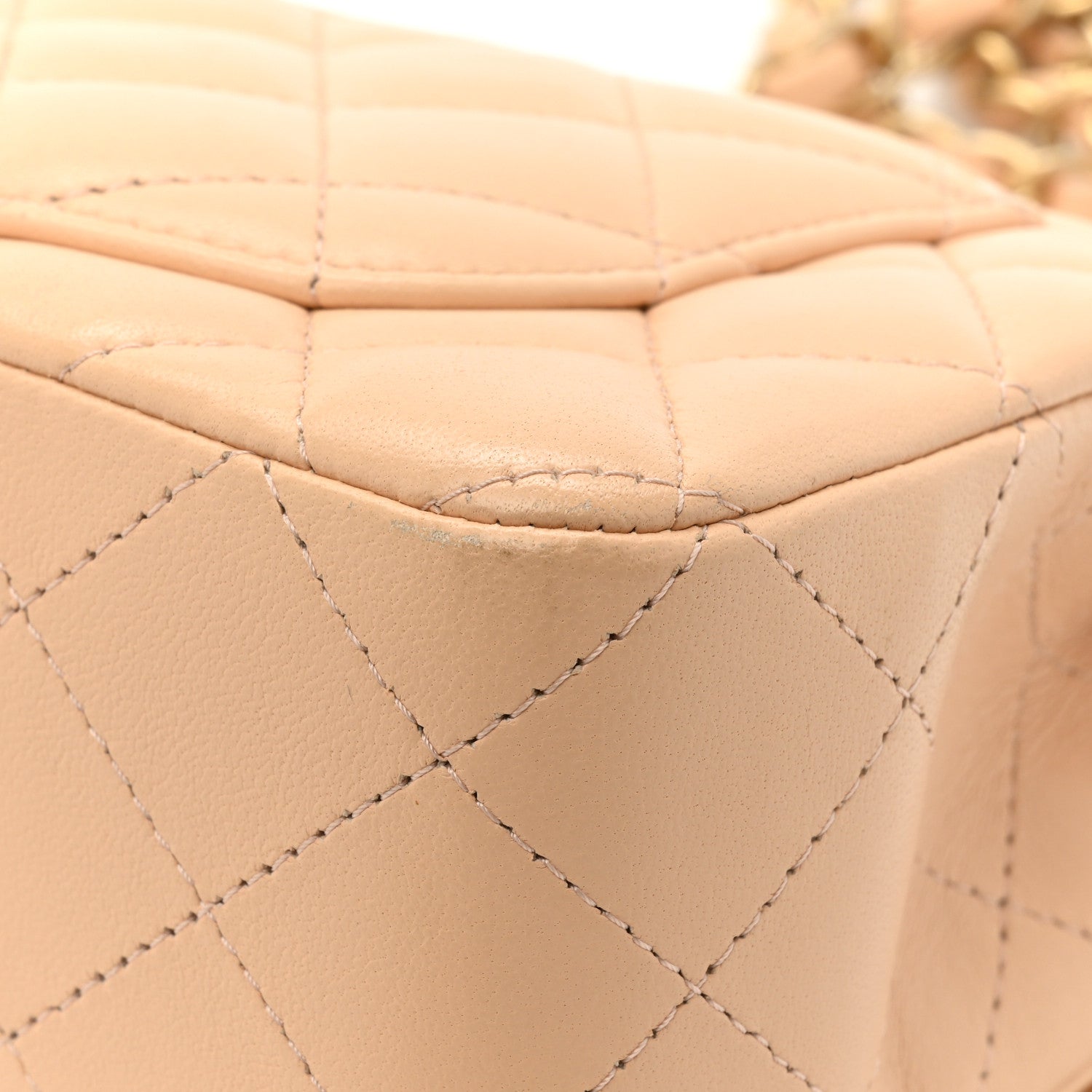 Chanel Lambskin Quilted Mini Rectangular Flap Beige 13 of 16