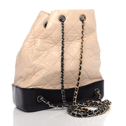 Chanel Aged Calfskin Quilted Small Gabrielle Backpack Beige Black 2 of 9