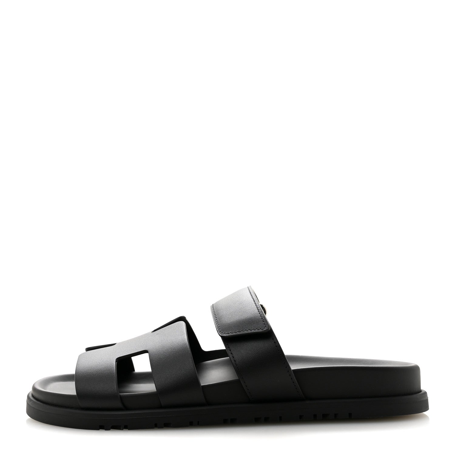 Hermes Calfskin Womens Chypre Sandals 38.5 Black 1 of 10