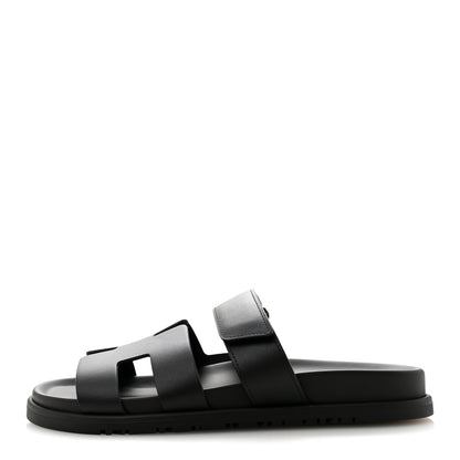 Hermes Calfskin Womens Chypre Sandals 38.5 Black 1 of 10