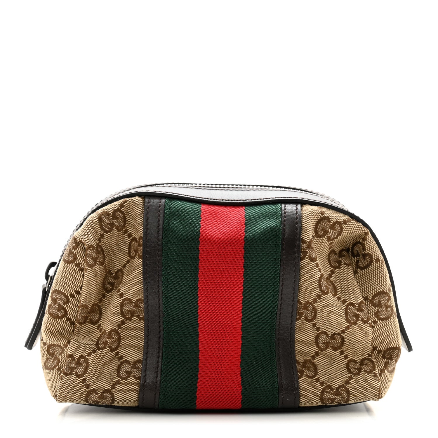 Gucci Monogram Web Small Cosmetic Case Dark Brown 1 of 9