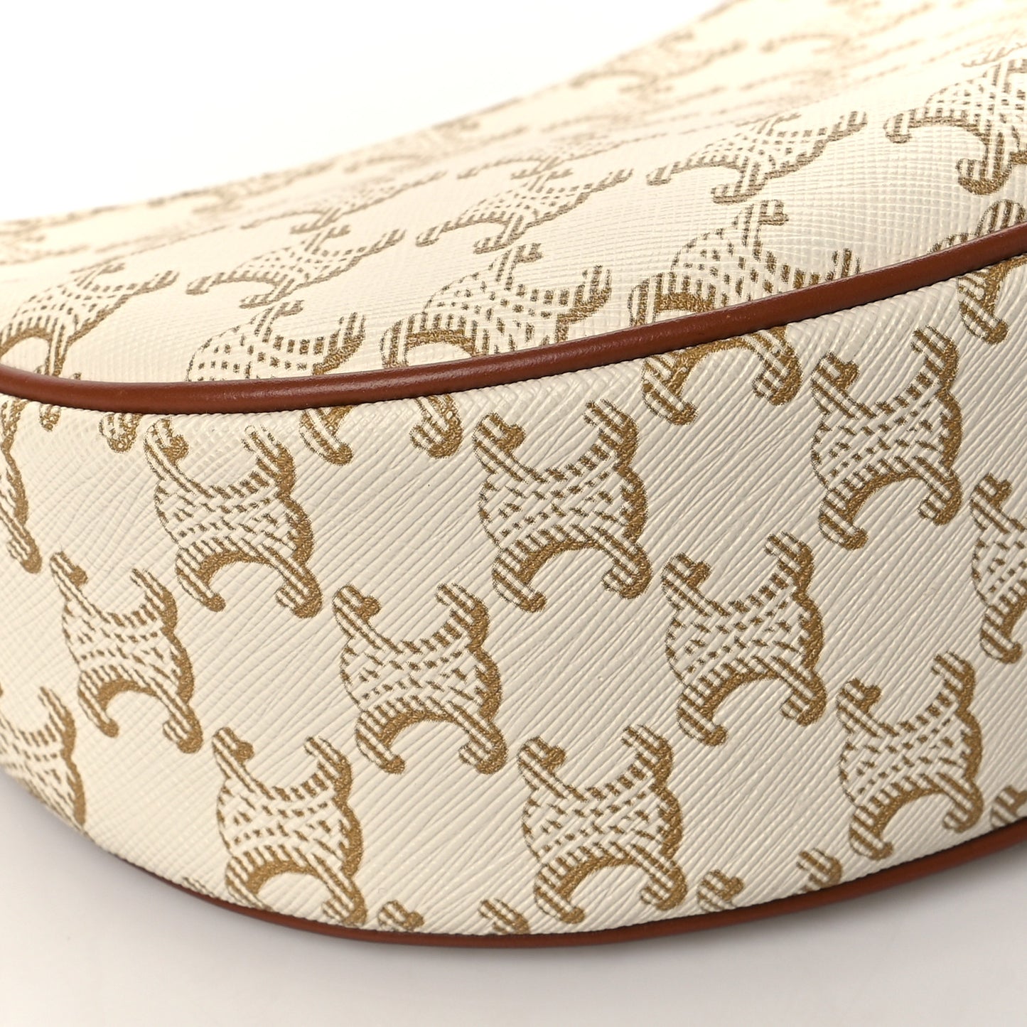 Canvas Calfskin Ava Triomphe Shoulder Bag White