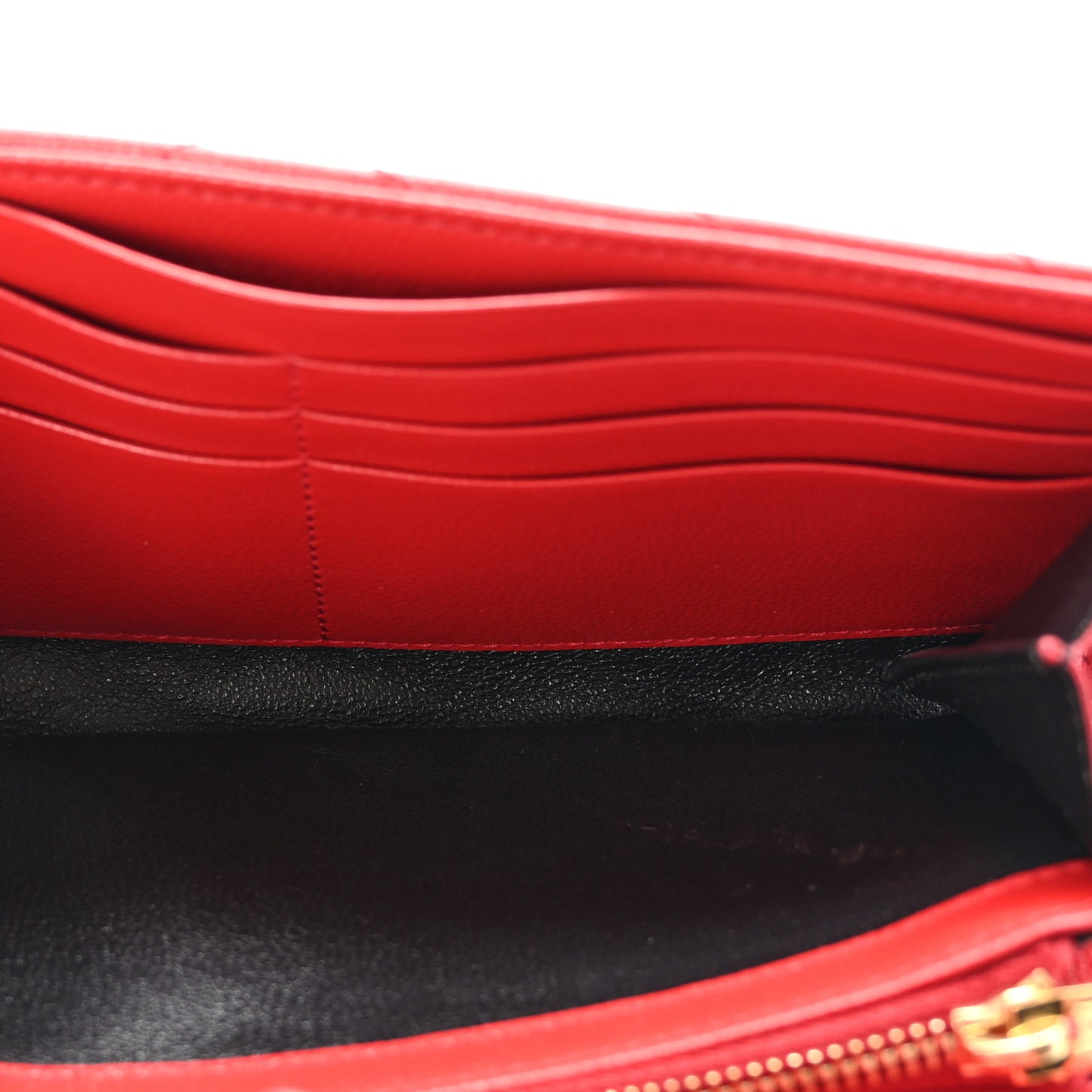 Grain De Poudre Matelasse Chevron Monogram Flap Wallet Red