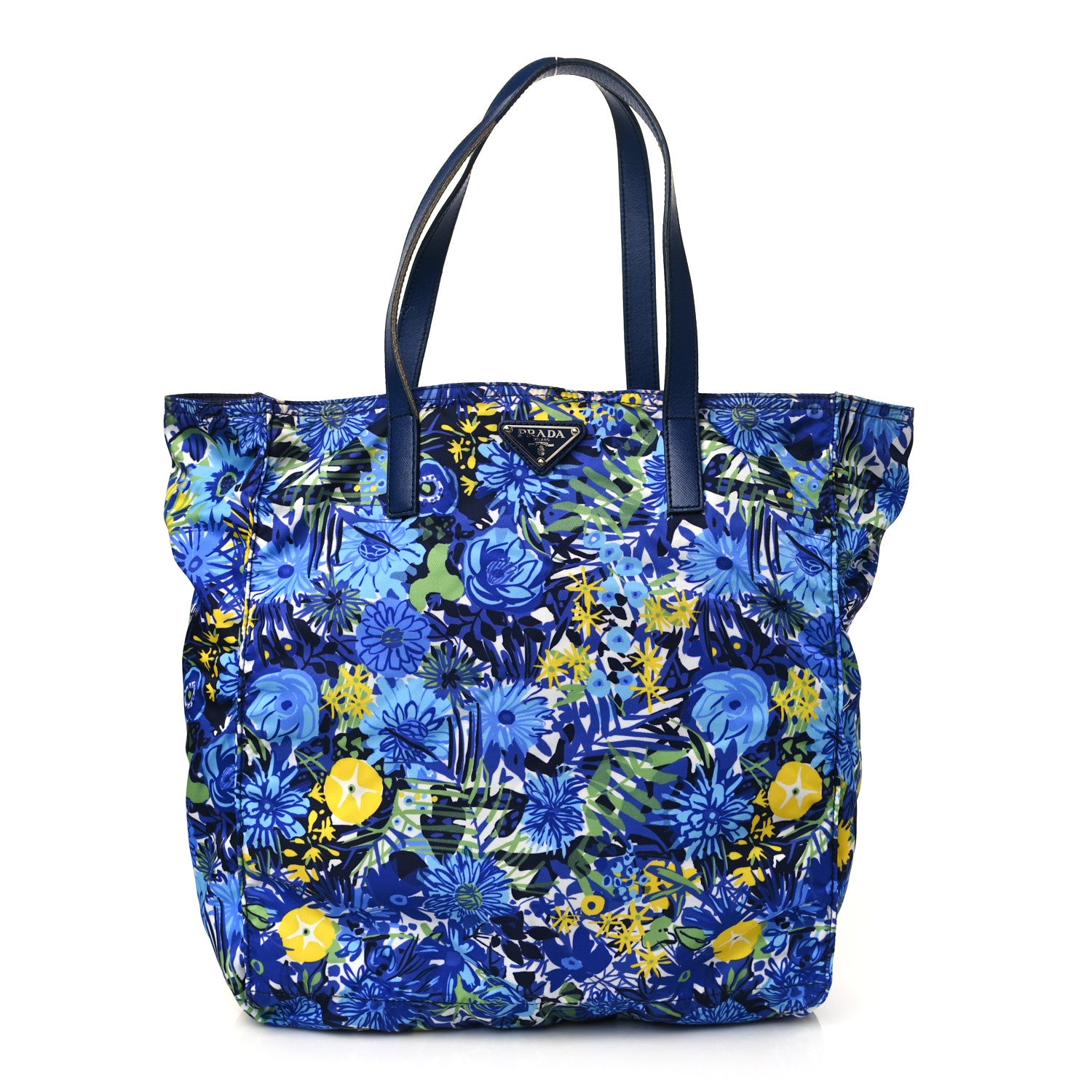 Prada Tessuto Nylon Saffiano Floral Print Tote Bluette Dis Primule 1 of 9