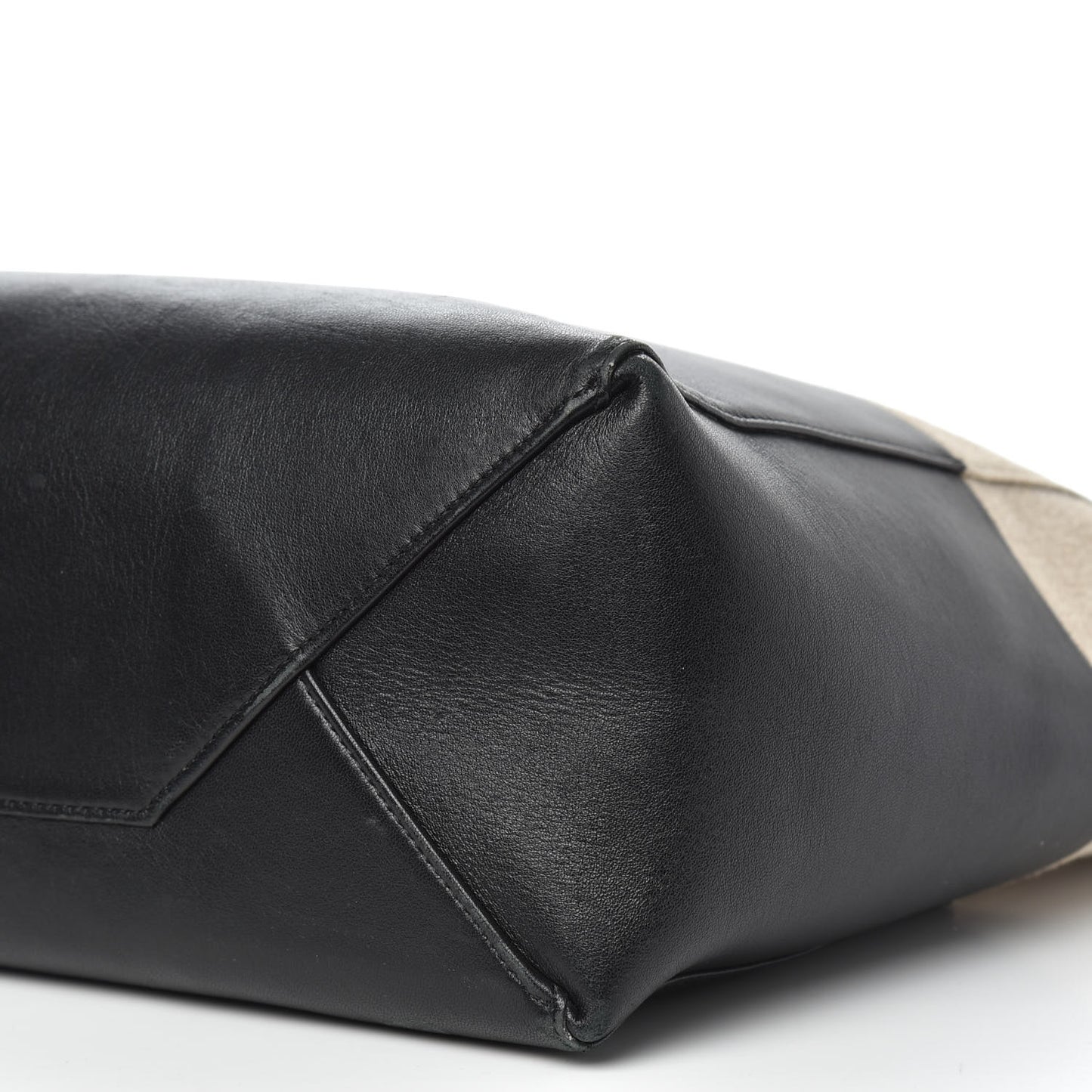 Canvas Lambskin Vertical Bi-Color Cabas Black