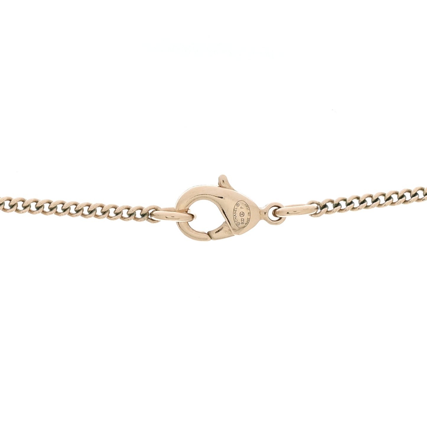 Metal Lambskin CC Pendant Necklace Black Gold