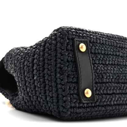 Chanel Straw Raffia Shoulder Bag Navy Blue 9 of 13