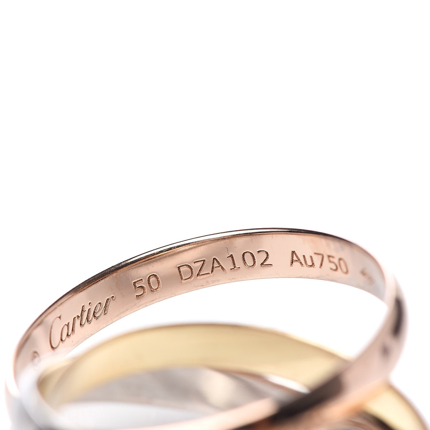 Cartier 18K Pink Yellow White Gold Small Trinity Ring 50 5.25 4 of 4
