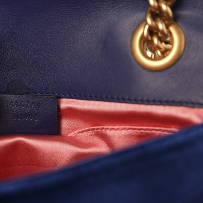 Gucci Velvet Matelasse Mini GG Marmont Shoulder Bag Cobalt Blue 9 of 11
