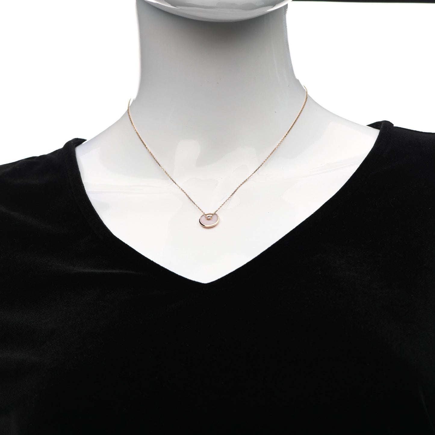 18K Pink Gold Diamond Pink Opal XS Amulette de Cartier Pendant Necklace