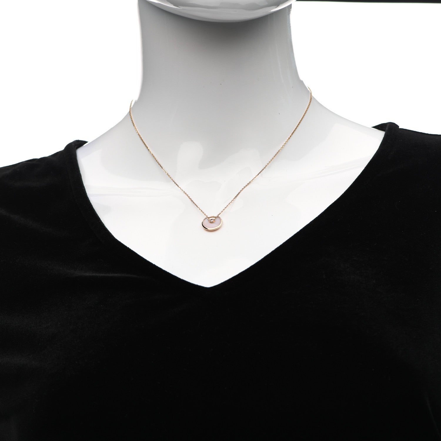 Cartier 18K Pink Gold Diamond Pink Opal XS Amulette de Cartier Pendant Necklace 2 of 6