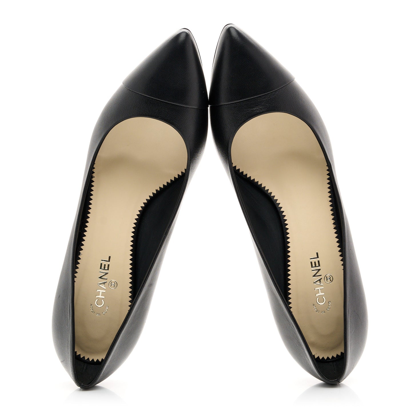 Lambskin Cap Toe Pearl Pumps 40 Black