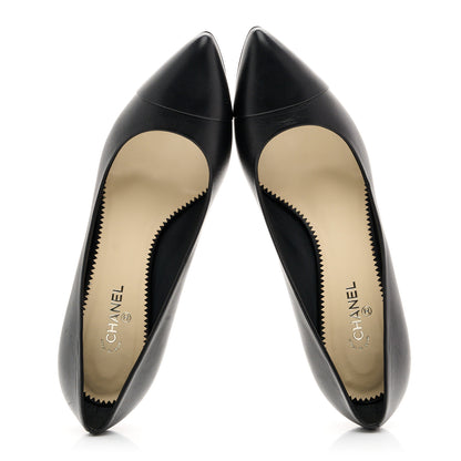 Chanel Lambskin Cap Toe Pearl Pumps 40 Black 2 of 8