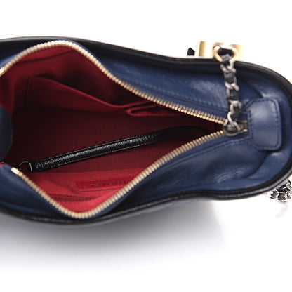 Chanel Aged Calfskin Quilted Small Gabrielle Hobo Navy Black 4 of 11