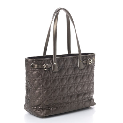 Christian Dior Metallic Canvas Cannage Small Panarea Tote Brown 2 of 7