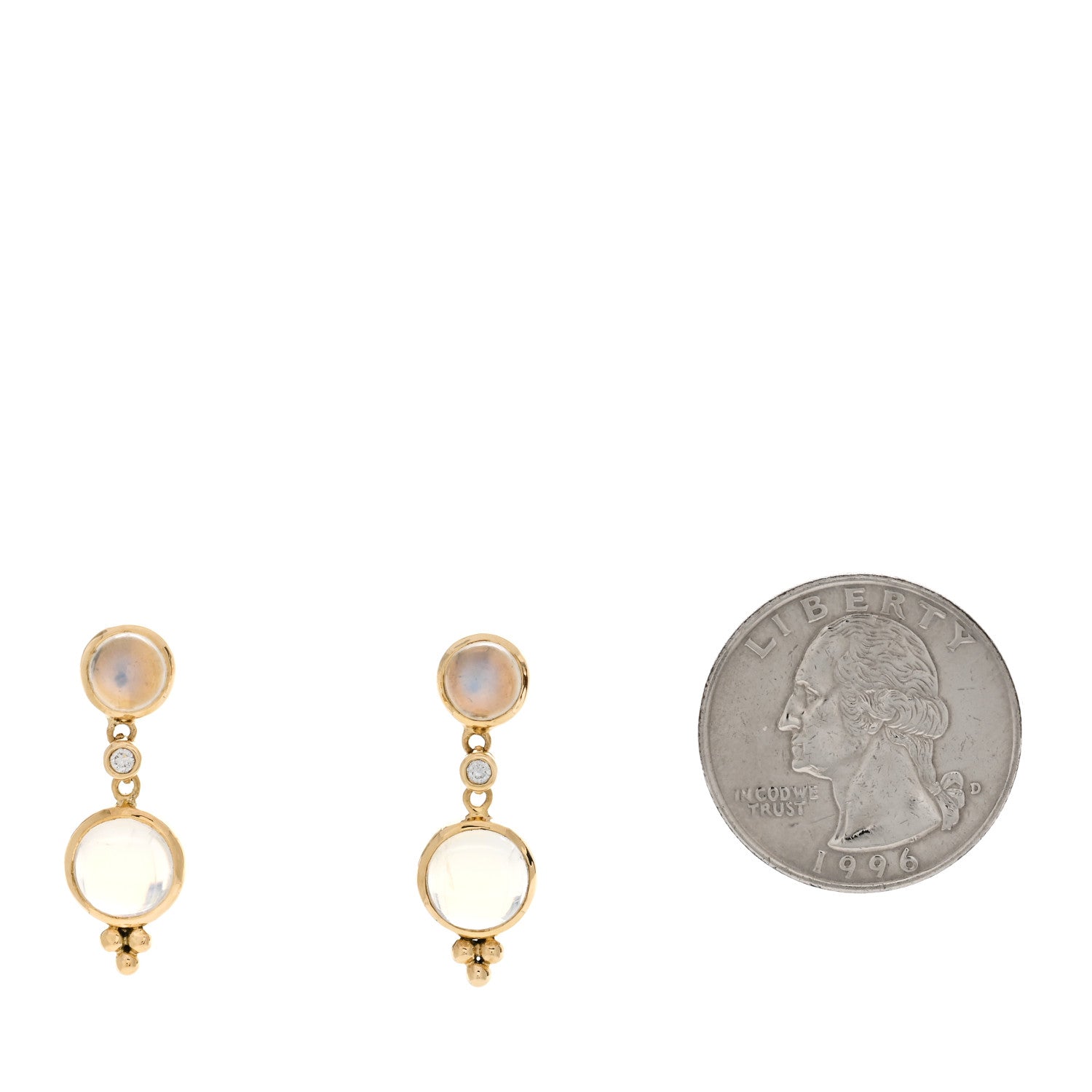 Temple St. Clair 18K Yellow Gold Diamond Moonstone Double Drop Earrings 2 of 4