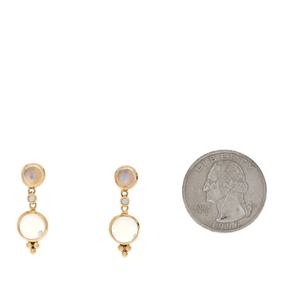 Temple St. Clair 18K Yellow Gold Diamond Moonstone Double Drop Earrings 2 of 4