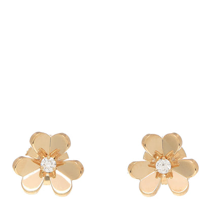 Van Cleef & Arpels 18K Yellow Gold Diamond Mini Frivole Earrings 1 of 5