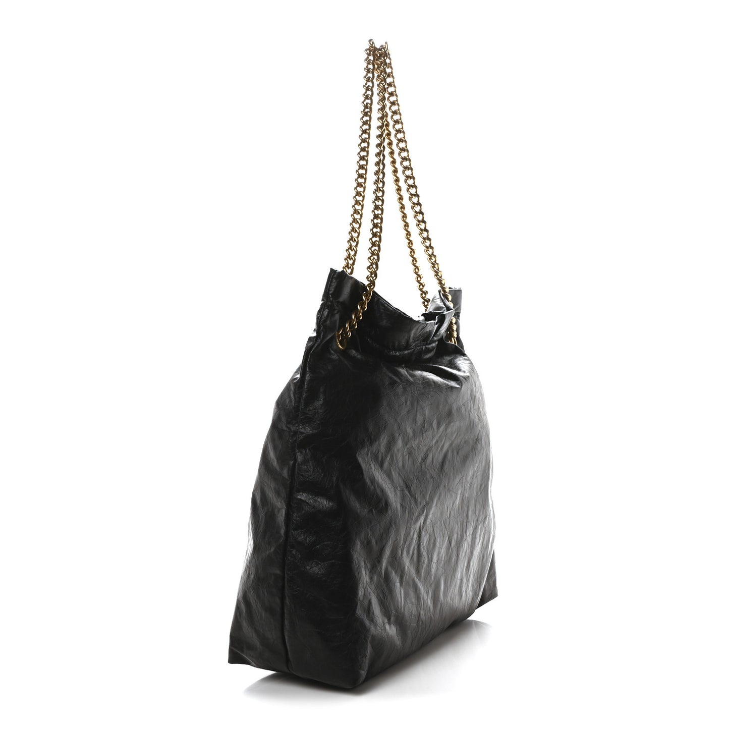 Crushed Calfskin Medium Crush Tote Bag Black