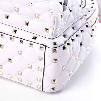 Valentino Garavani Lambskin VLTN Print Quilted Mini Rockstud Spike Backpack White 8 of 8
