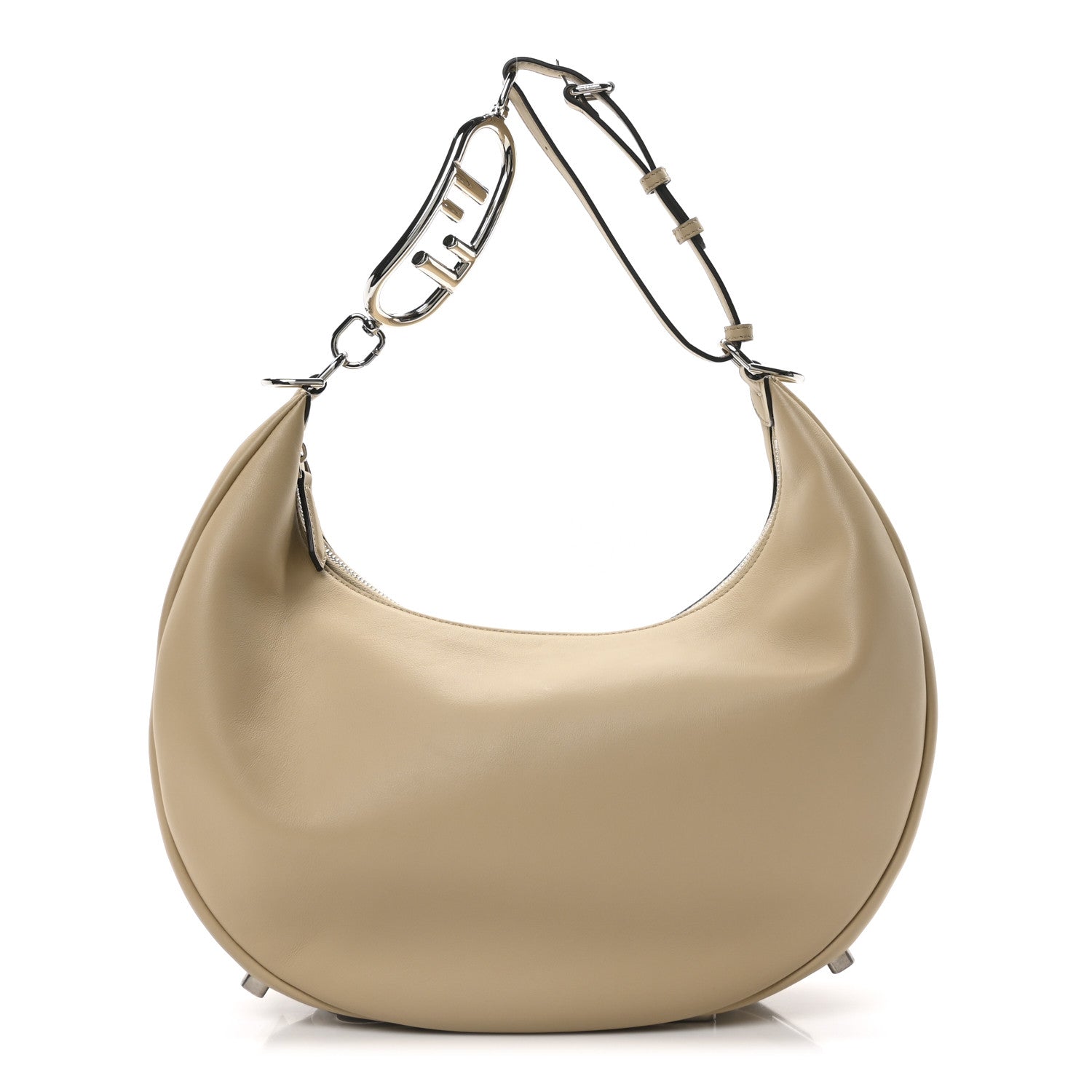 Fendi Vitello Grace Matte Metal Handle Medium Fendigraphy Hobo Bag Beige Amido 1 of 10